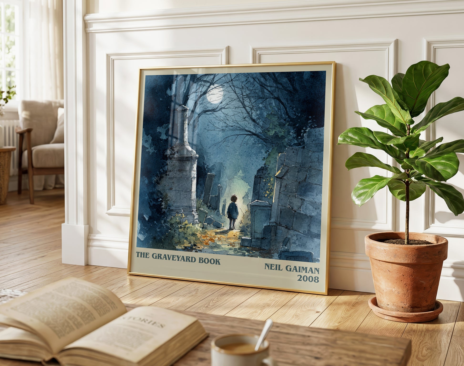 The Graveyard Book literary poster paired in gallery wall – literary art prints