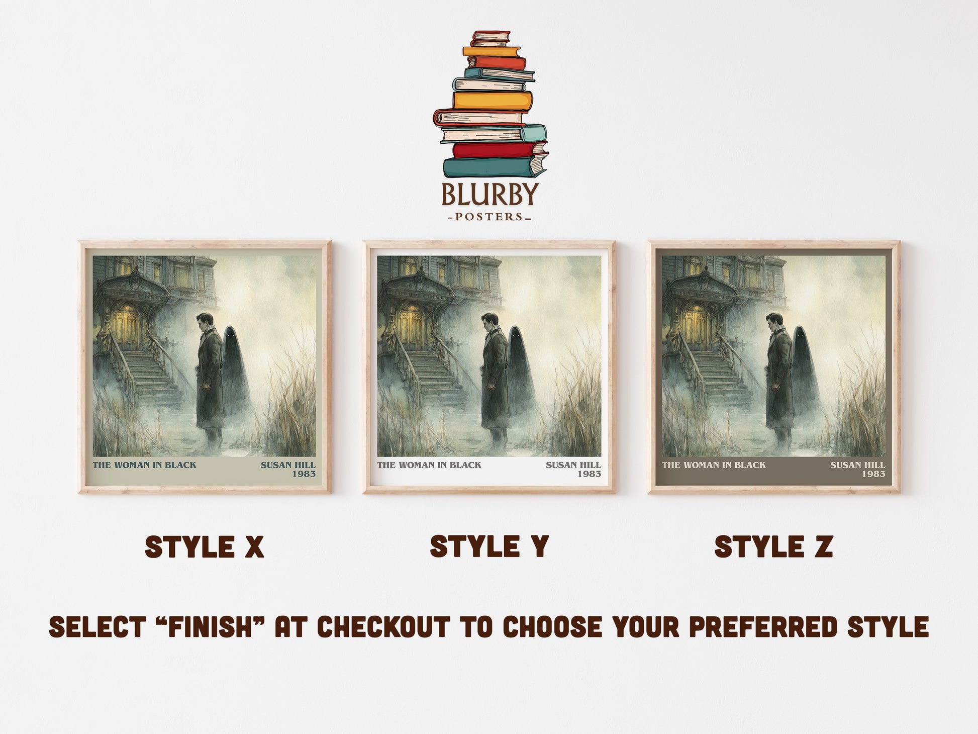 The Woman in Black literary art print colour and style options – Susan Hill book art
