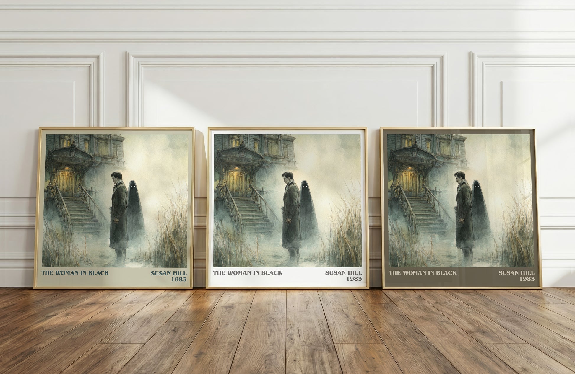 The Woman in Black literary print framed by window – literary home decor