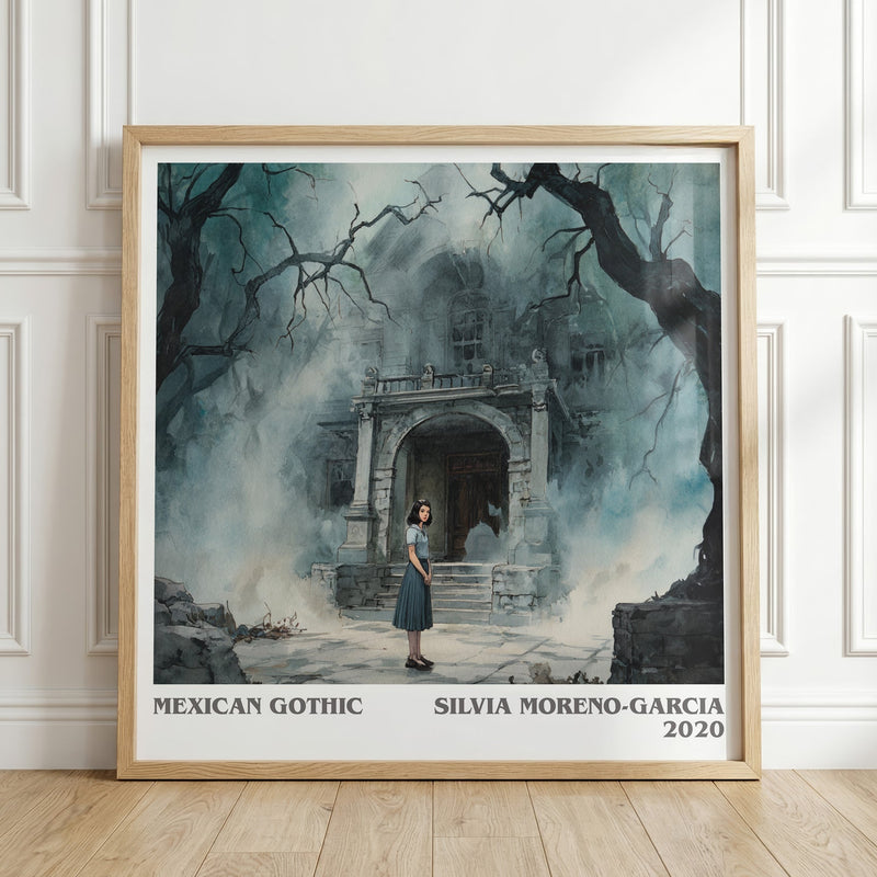 Mexican Gothic literary print in frame leaning in hallway – gothic wall art