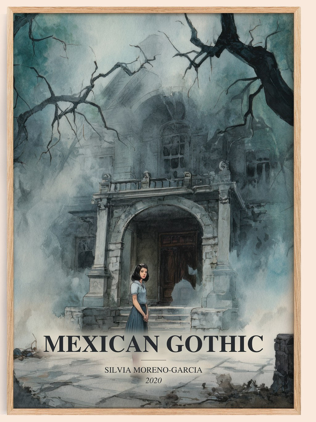 Mexican Gothic watercolour book poster by Silvia Moreno-Garcia – framed literary art print