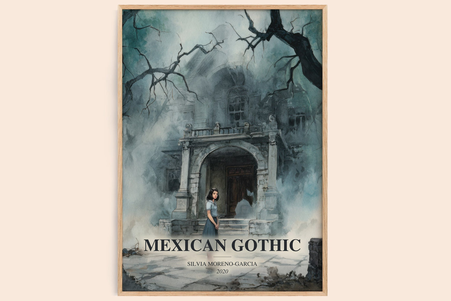 Mexican Gothic watercolour book poster by Silvia Moreno-Garcia – framed literary art print