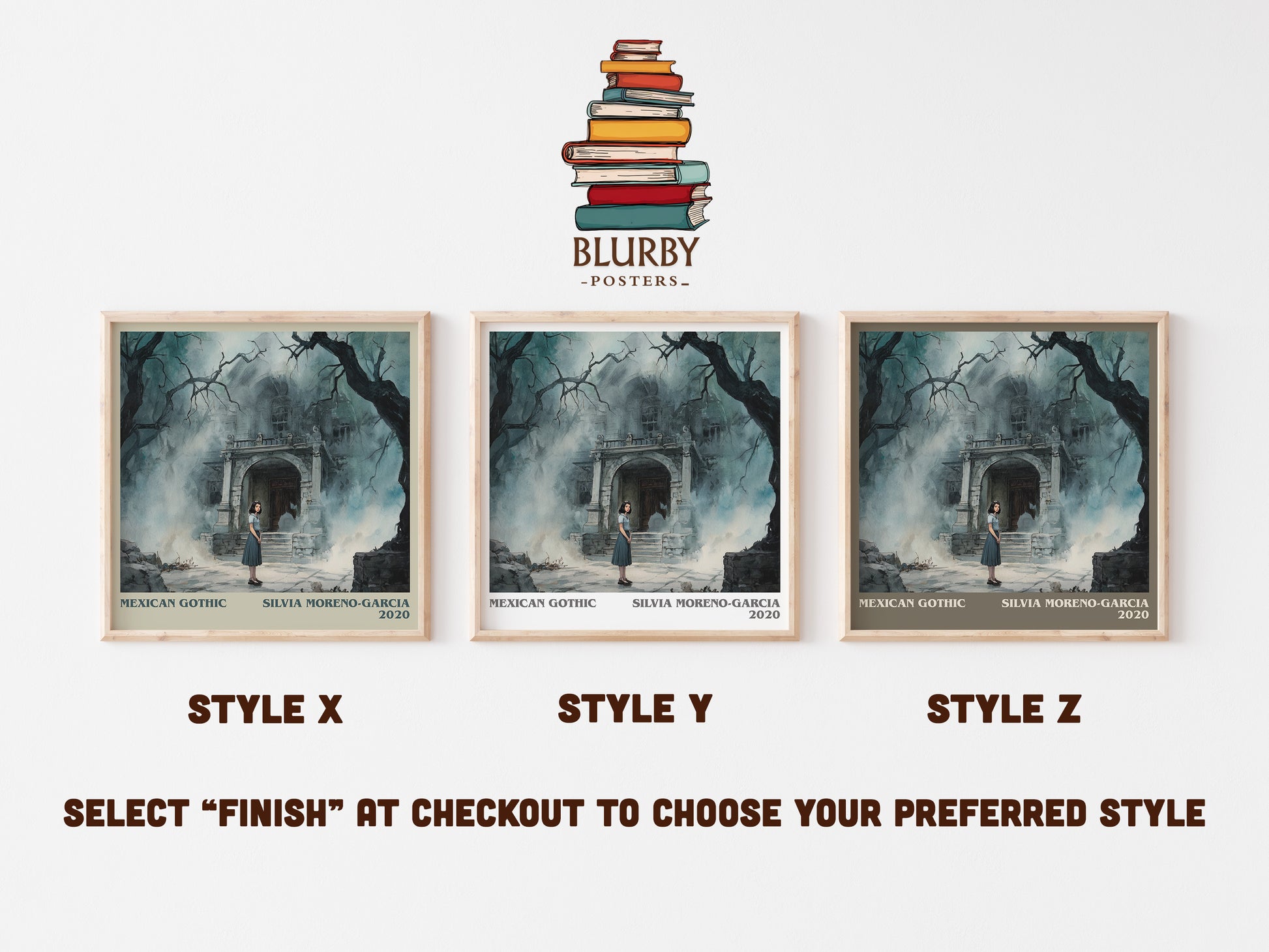 Mexican Gothic literary art print colour and style options – Silvia Moreno-Garcia book art