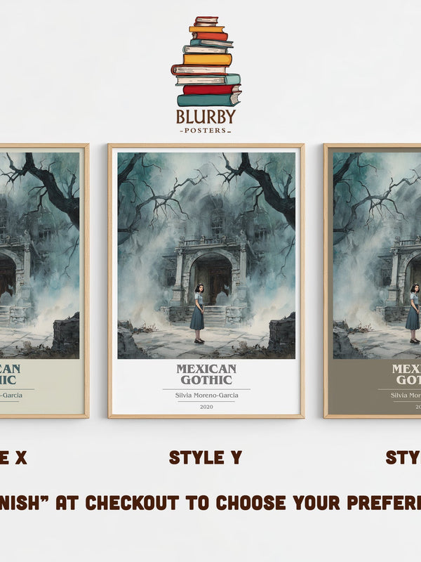 Mexican Gothic book cover print in frame leaning in hallway – gothic wall art