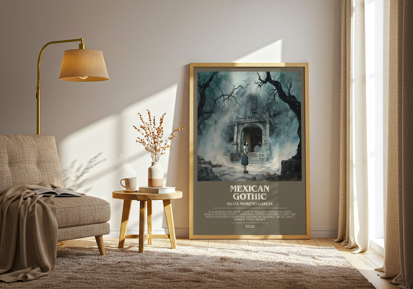 Mexican Gothic bookish print framed by window – literary home decor
