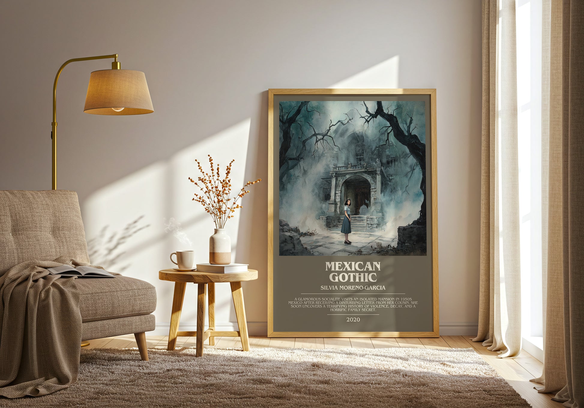 Mexican Gothic bookish print framed by window – literary home decor