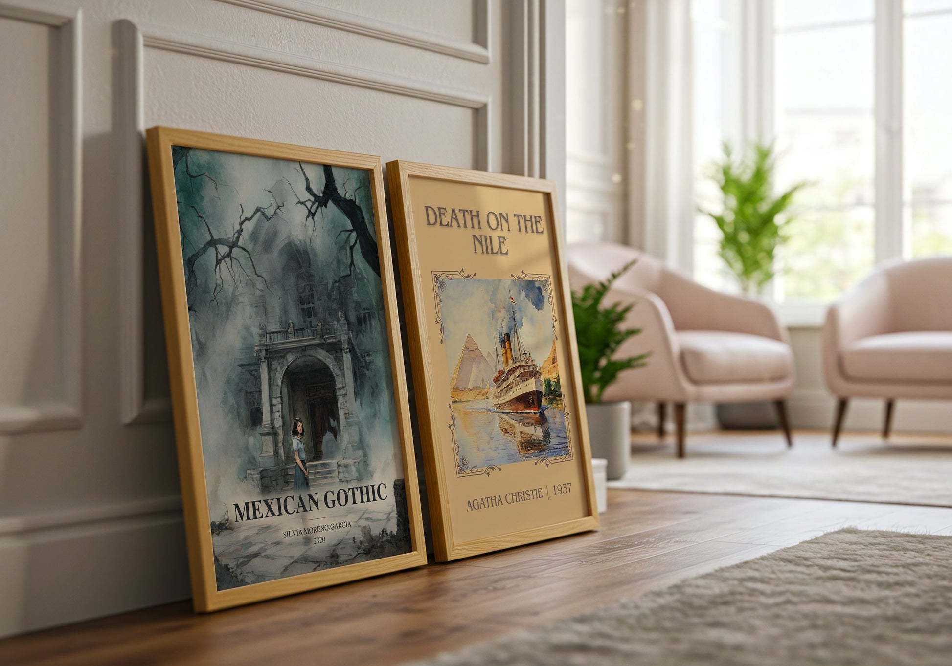 Mexican Gothic watercolour print framed by window – literary home decor