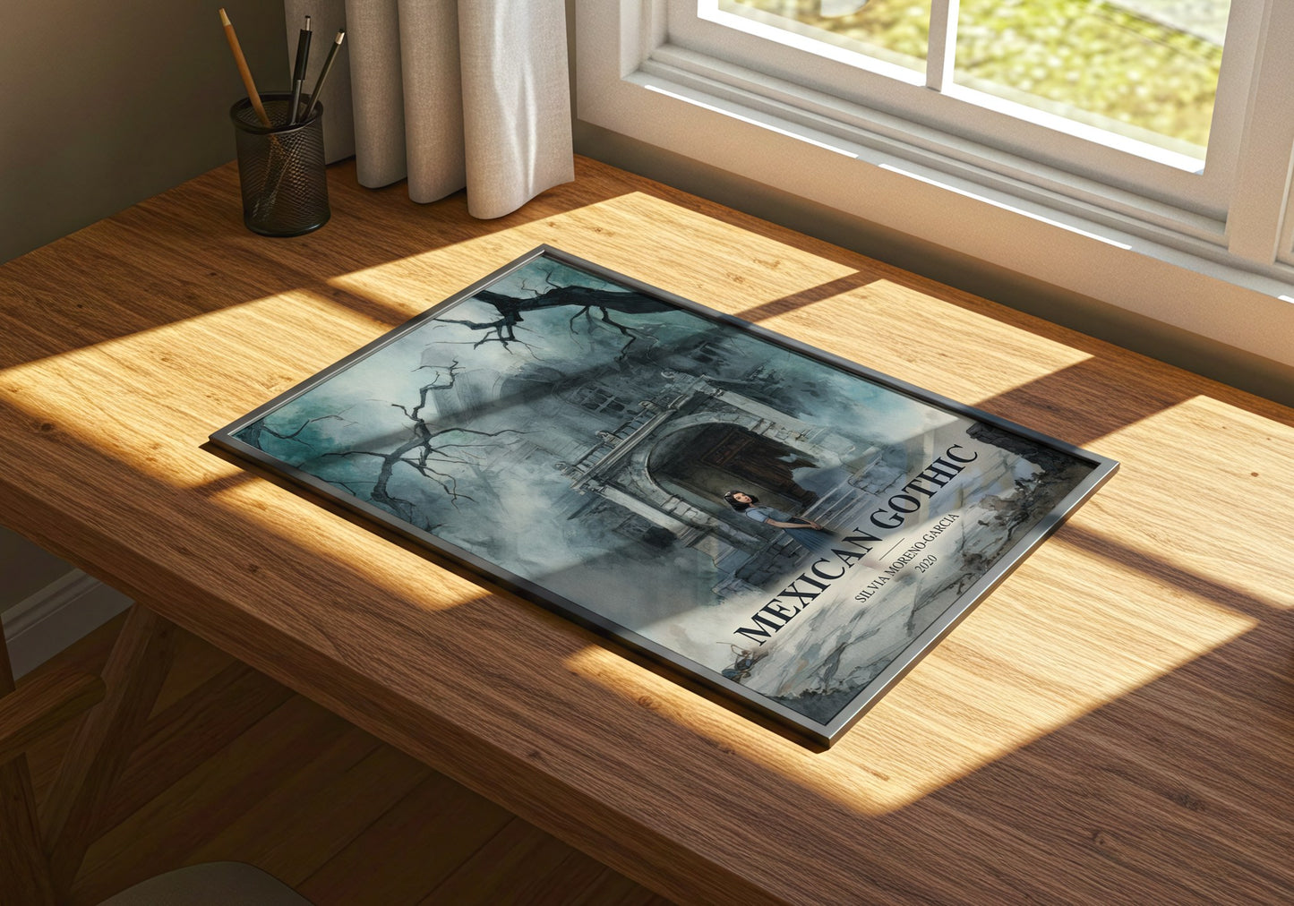 Mexican Gothic watercolour book poster framed on wall – gothic wall art