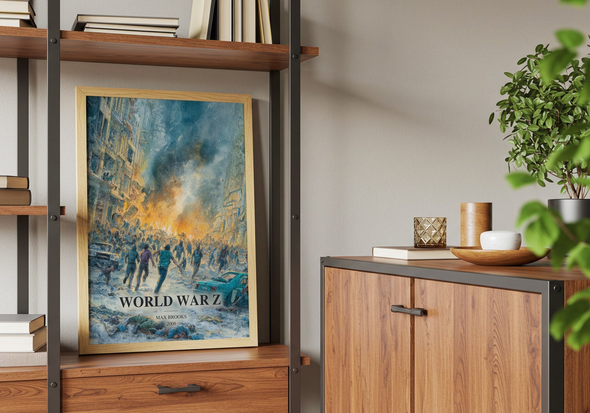World War Z book watercolour illustration paper finish options – matte satin gloss