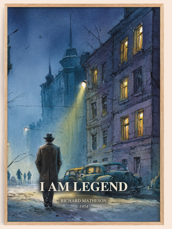 I Am Legend watercolour book poster by Richard Matheson – framed literary art print