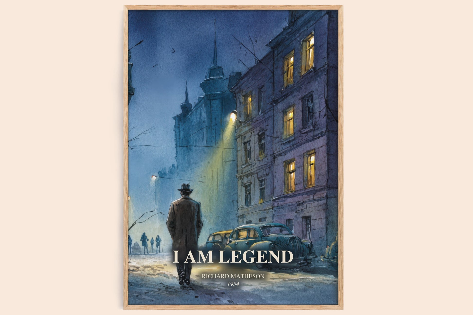 I Am Legend watercolour book poster by Richard Matheson – framed literary art print