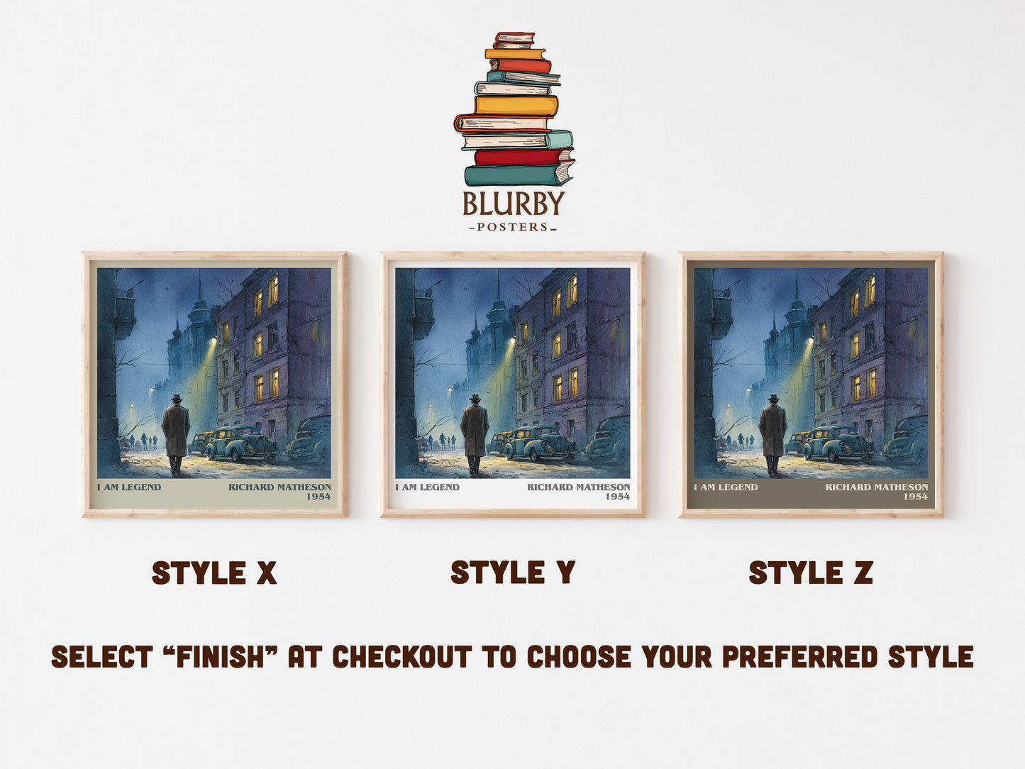 I Am Legend literary art print colour and style options – Richard Matheson book art