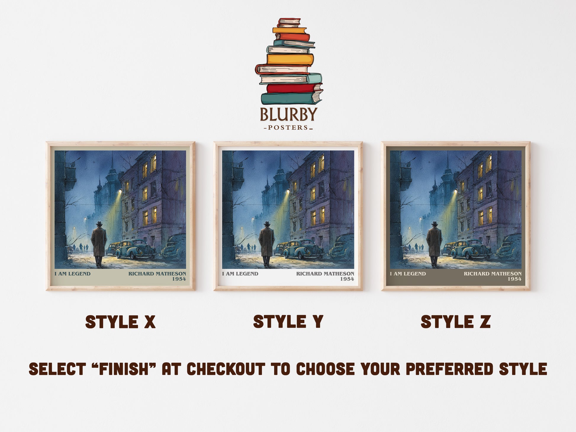 I Am Legend literary art print colour and style options – Richard Matheson book art