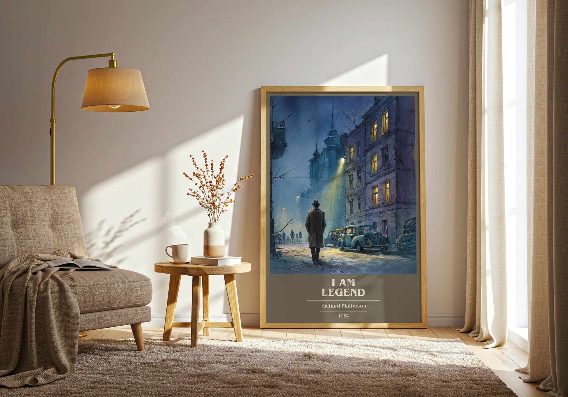 I Am Legend book cover print framed by window – literary home decor