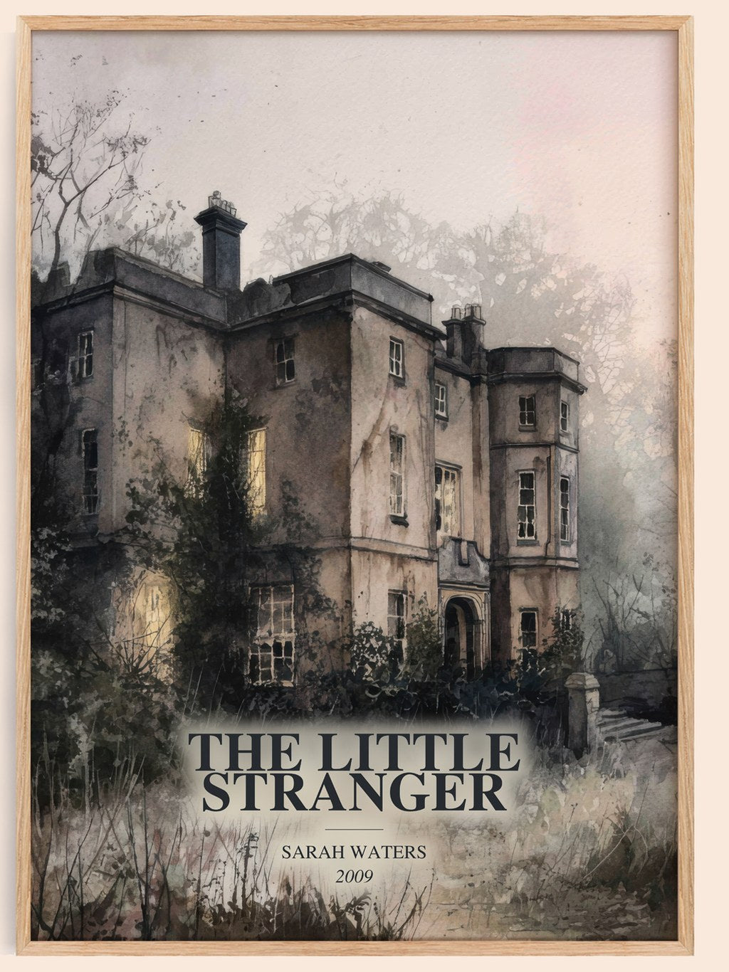 The Little Stranger watercolour book poster by Sarah Waters – framed literary art print