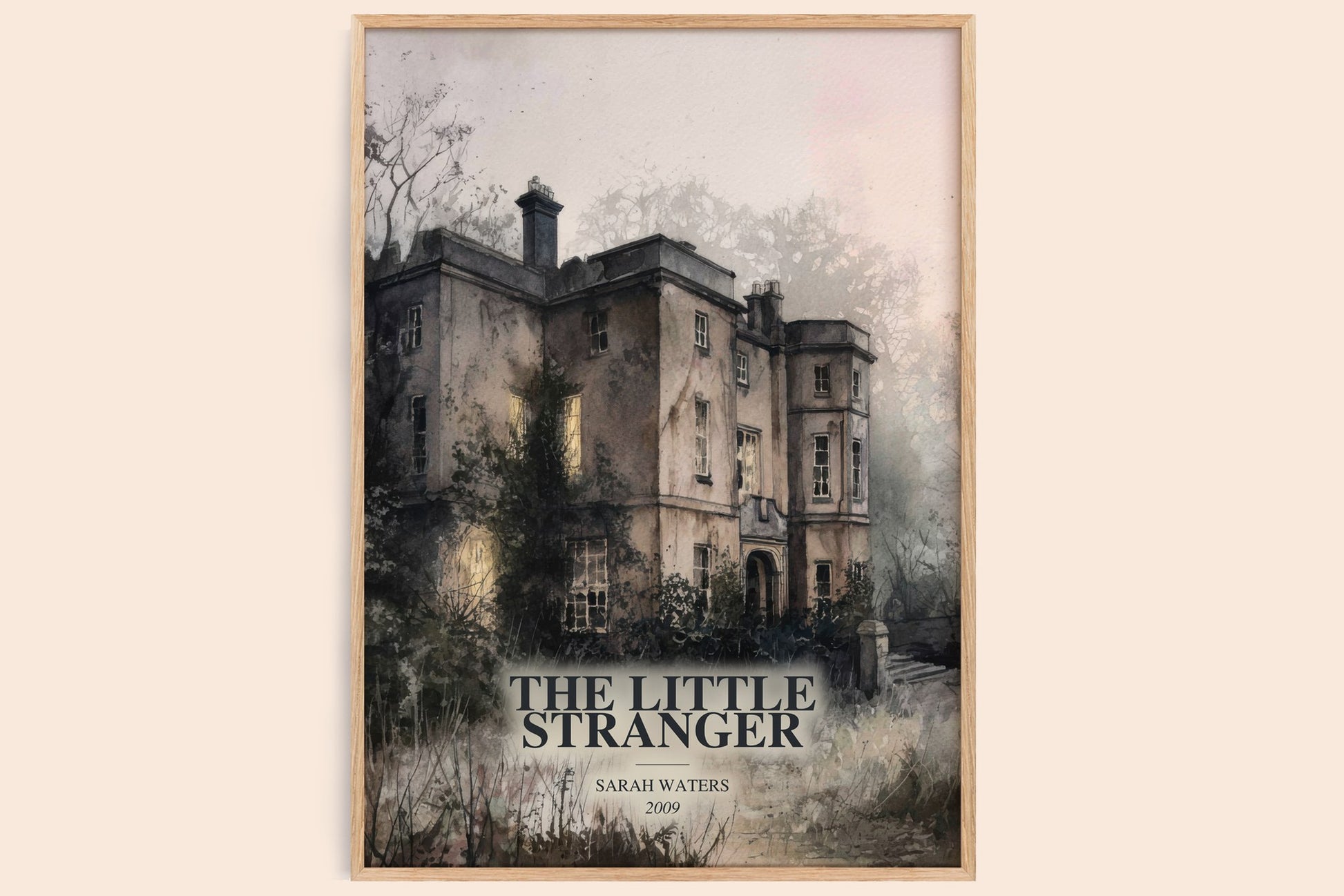 The Little Stranger watercolour book poster by Sarah Waters – framed literary art print