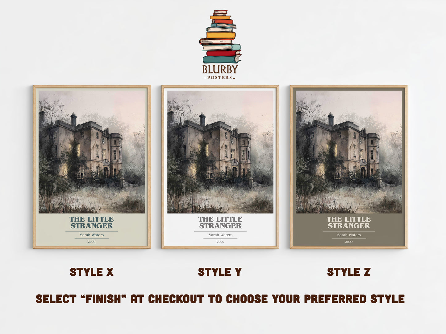 The Little Stranger book cover print in frame leaning in hallway – gothic wall art