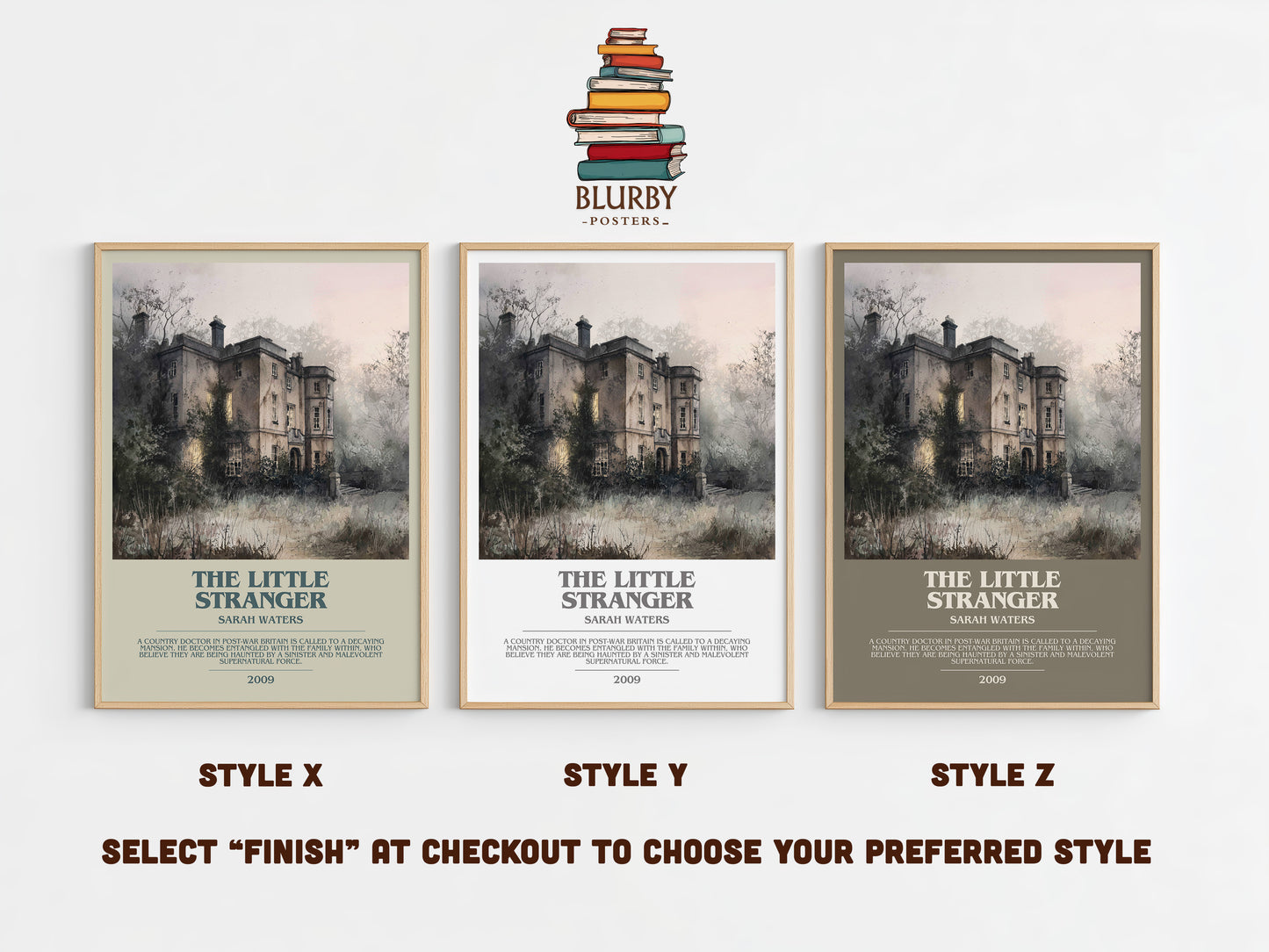 The Little Stranger bookish print in frame leaning in hallway – gothic wall art