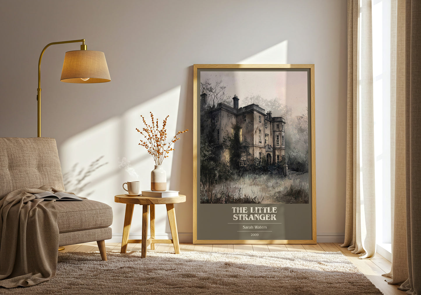 The Little Stranger book cover print framed by window – literary home decor