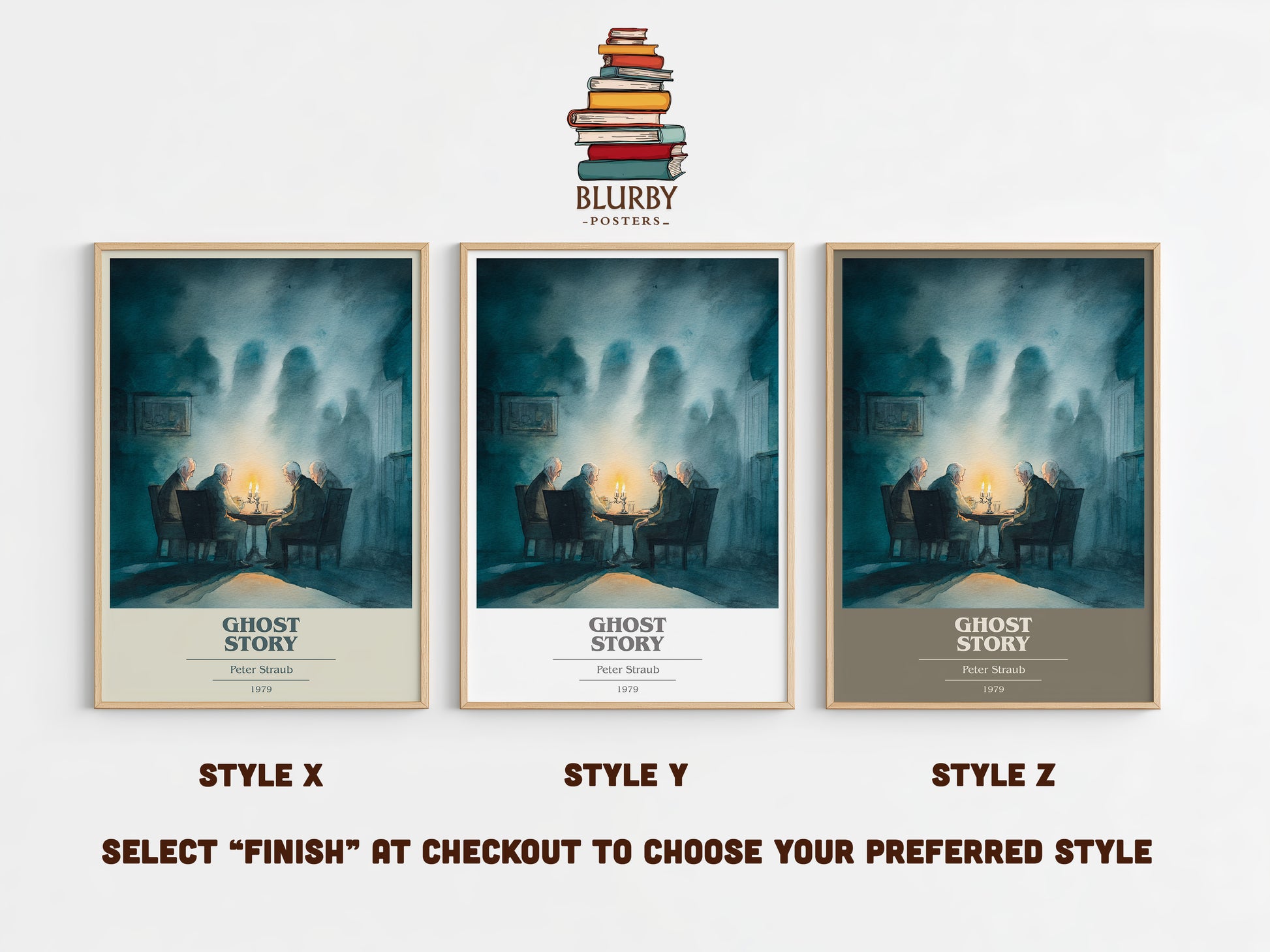 Ghost Story book cover print in frame leaning in hallway – romance wall art