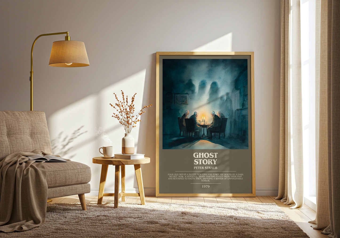 Ghost Story bookish print framed by window – literary home decor