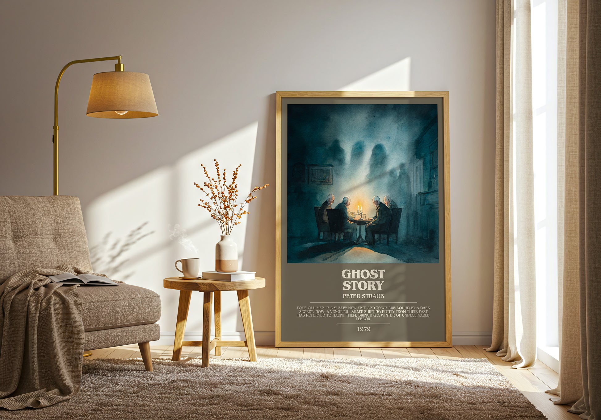 Ghost Story bookish print framed by window – literary home decor
