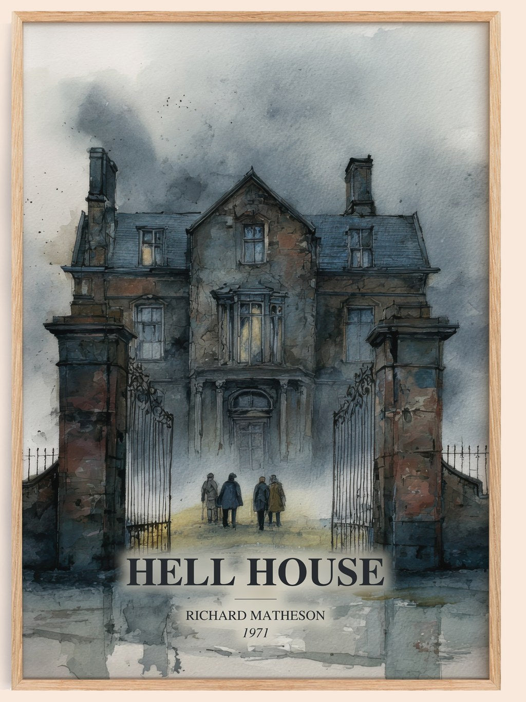 Hell House watercolour book poster by Richard Matheson – framed literary art print