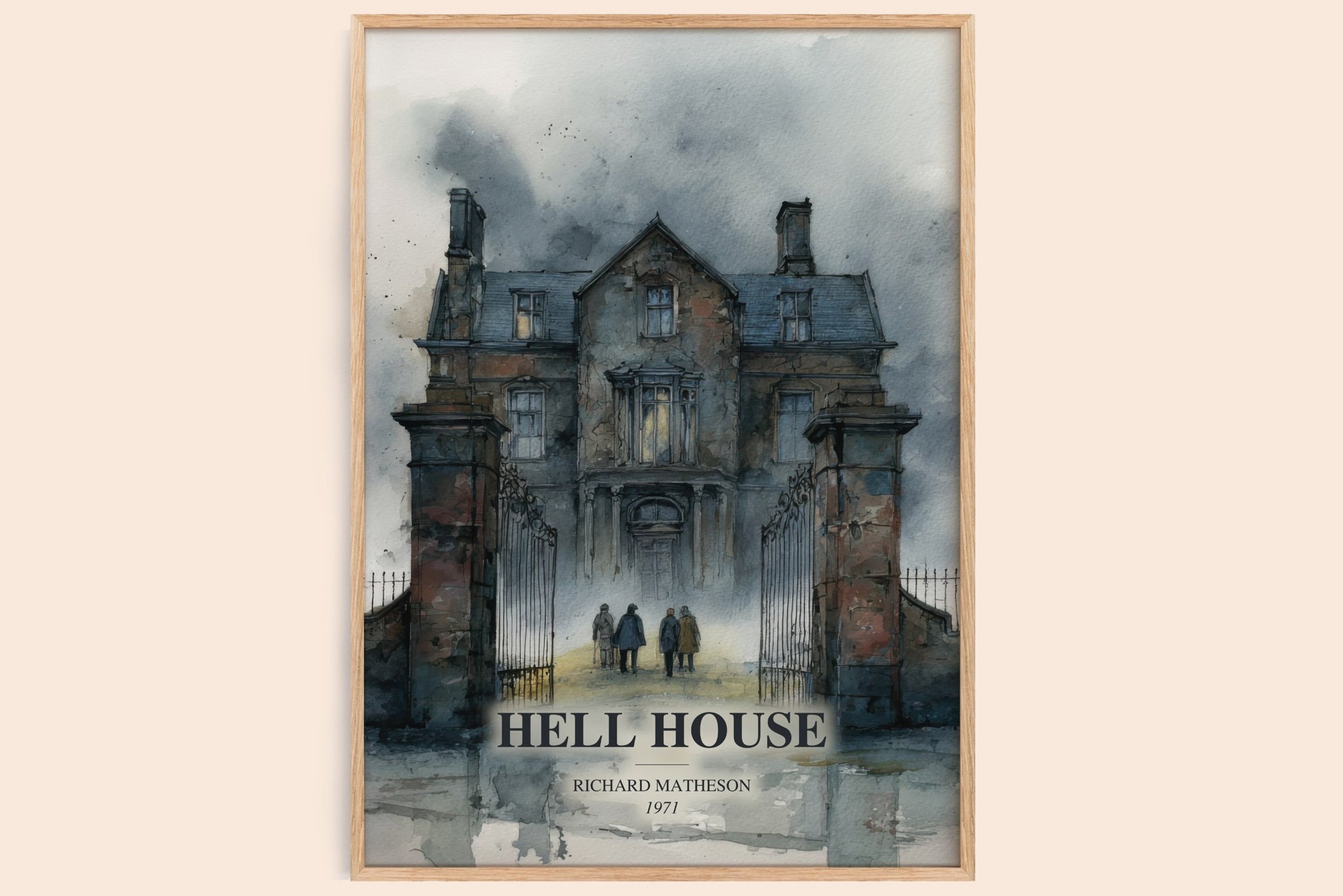 Hell House watercolour book poster by Richard Matheson – framed literary art print