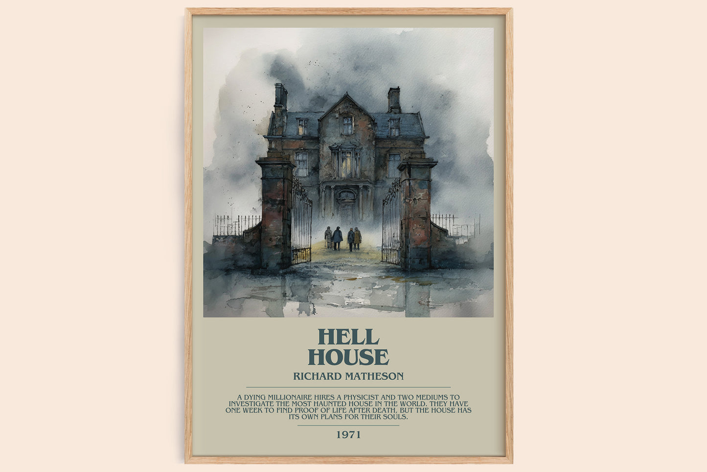 Hell House bookish book poster by Richard Matheson – framed literary art print