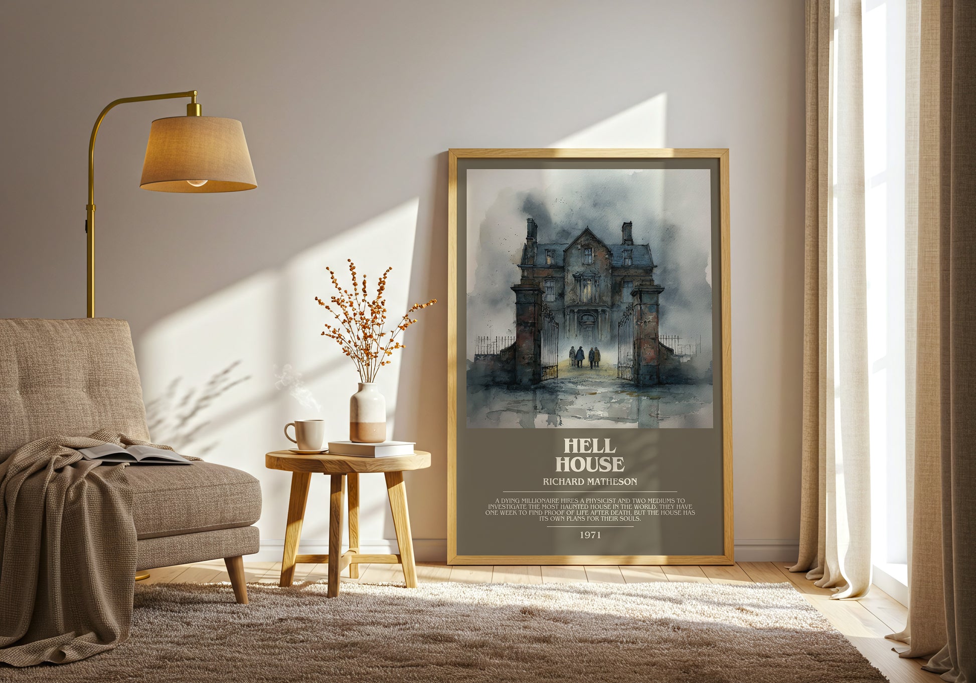 Hell House bookish print framed by window – literary home decor