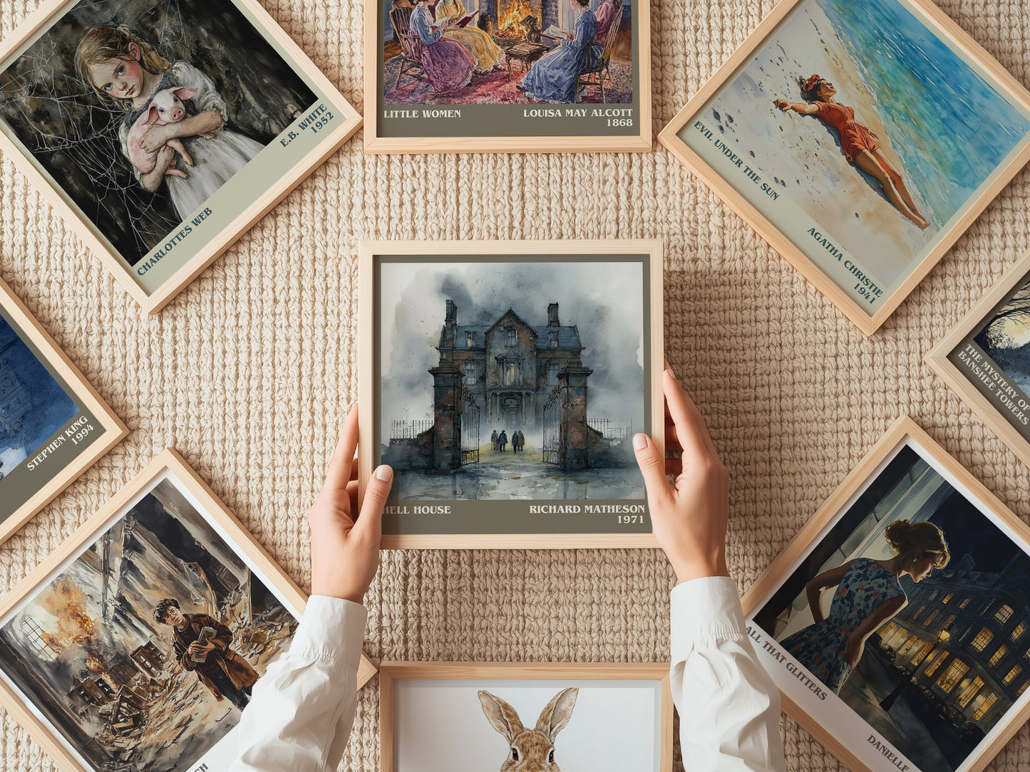 Hell House literary print on bookshelf – Richard Matheson fan gift