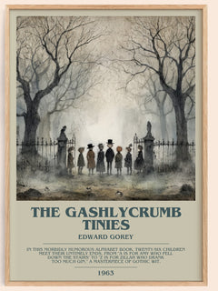 The Gashlycrumb Tinies bookish book poster by Edward Gorey – framed literary art print