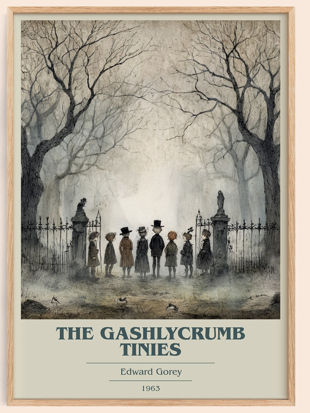 The Gashlycrumb Tinies book cover book poster by Edward Gorey – framed literary art print
