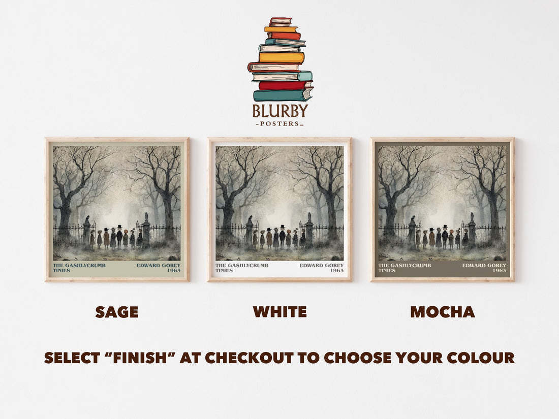 The Gashlycrumb Tinies literary print framed by window – literary home decor