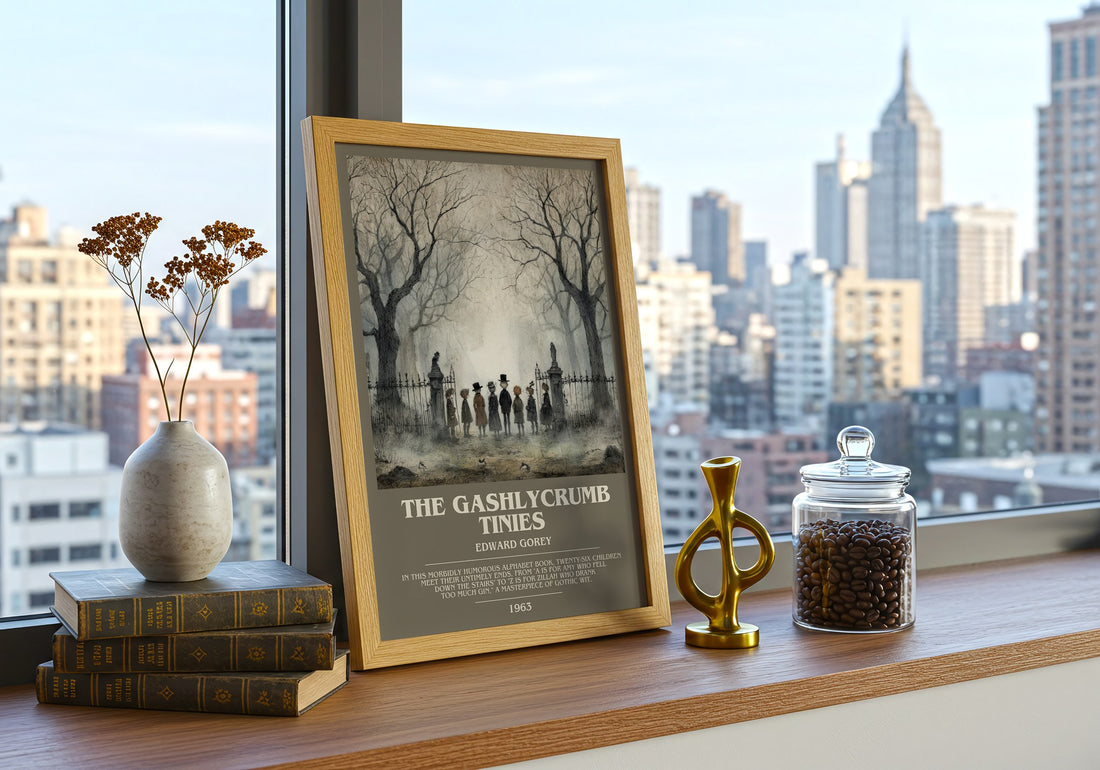 The Gashlycrumb Tinies bookish poster colour and style options – Edward Gorey book art