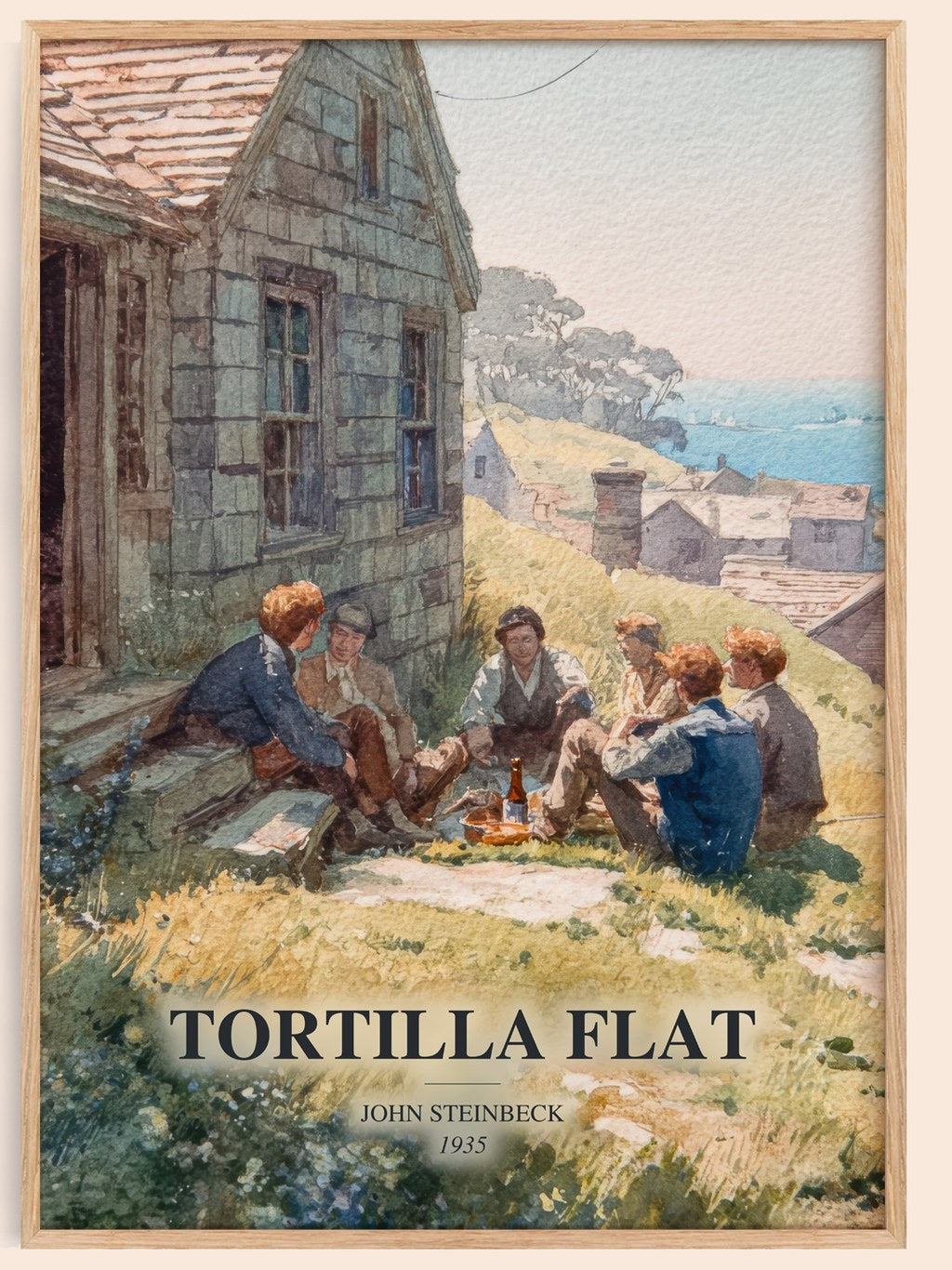 Tortilla Flat watercolour book poster by John Steinbeck – framed literary art print