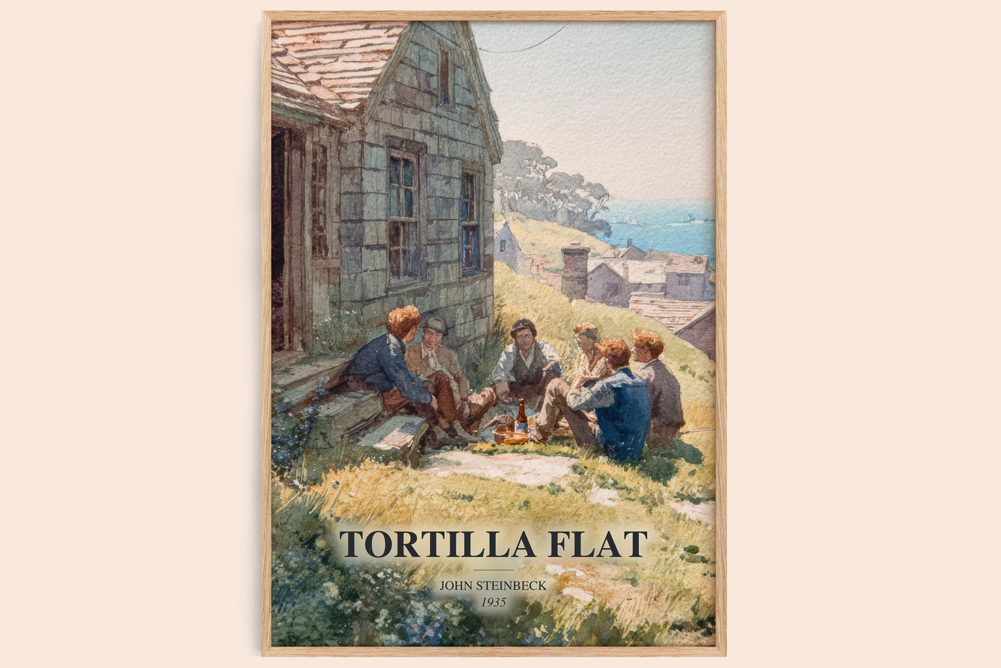 Tortilla Flat watercolour book poster by John Steinbeck – framed literary art print