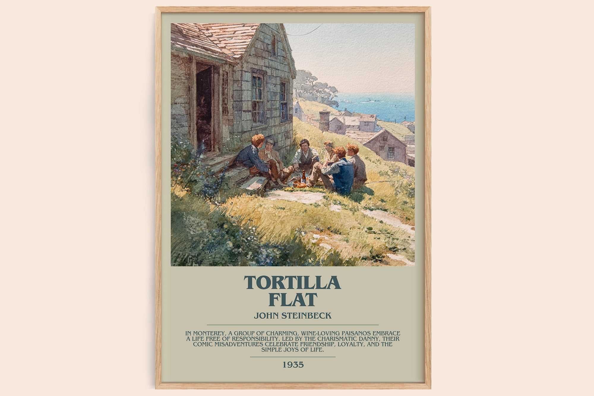 Tortilla Flat bookish book poster by John Steinbeck – framed literary art print