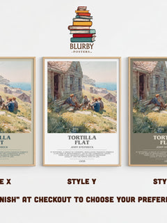 Tortilla Flat Bookish Wall Art by John Steinbeck – Style X, Y and Z side by side – choose your finish