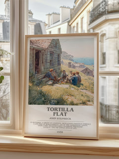 Tortilla Flat Bookish Wall Art by John Steinbeck – framed print by a bright window