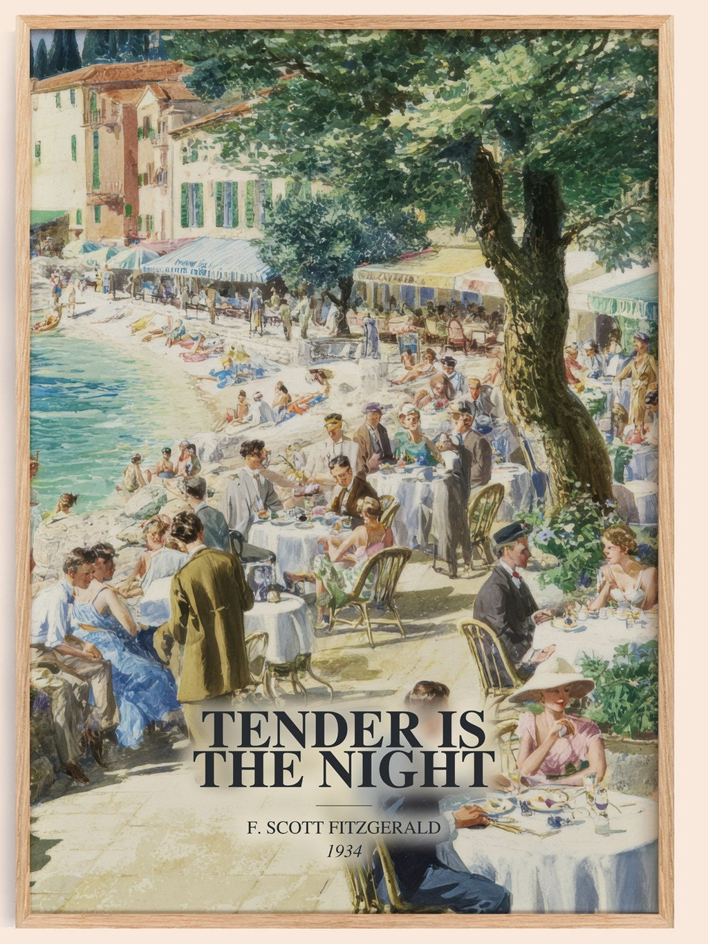 Tender Is The Night watercolour book poster by F. Scott Fitzgerald – framed literary art print