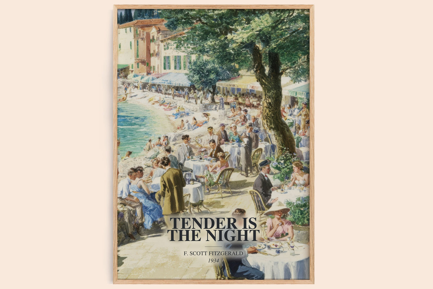 Tender Is The Night watercolour book poster by F. Scott Fitzgerald – framed literary art print