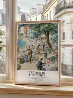 Tender Is the Night Book Cover Poster by F. Scott Fitzgerald – framed print by a bright window