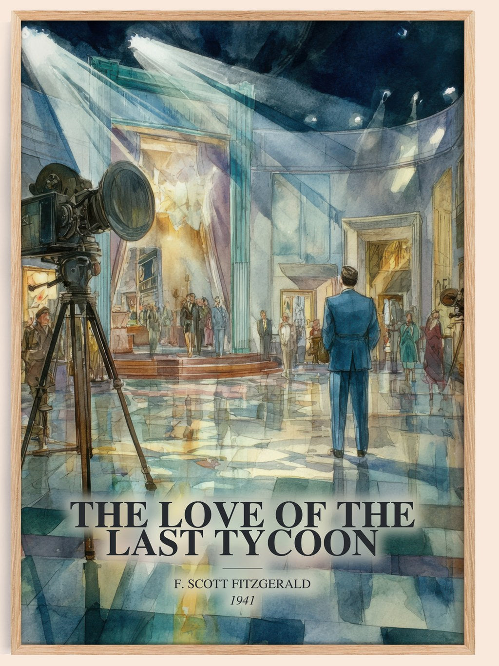The Love Of The Last Tycoon watercolour book poster by F. Scott Fitzgerald – framed literary art print