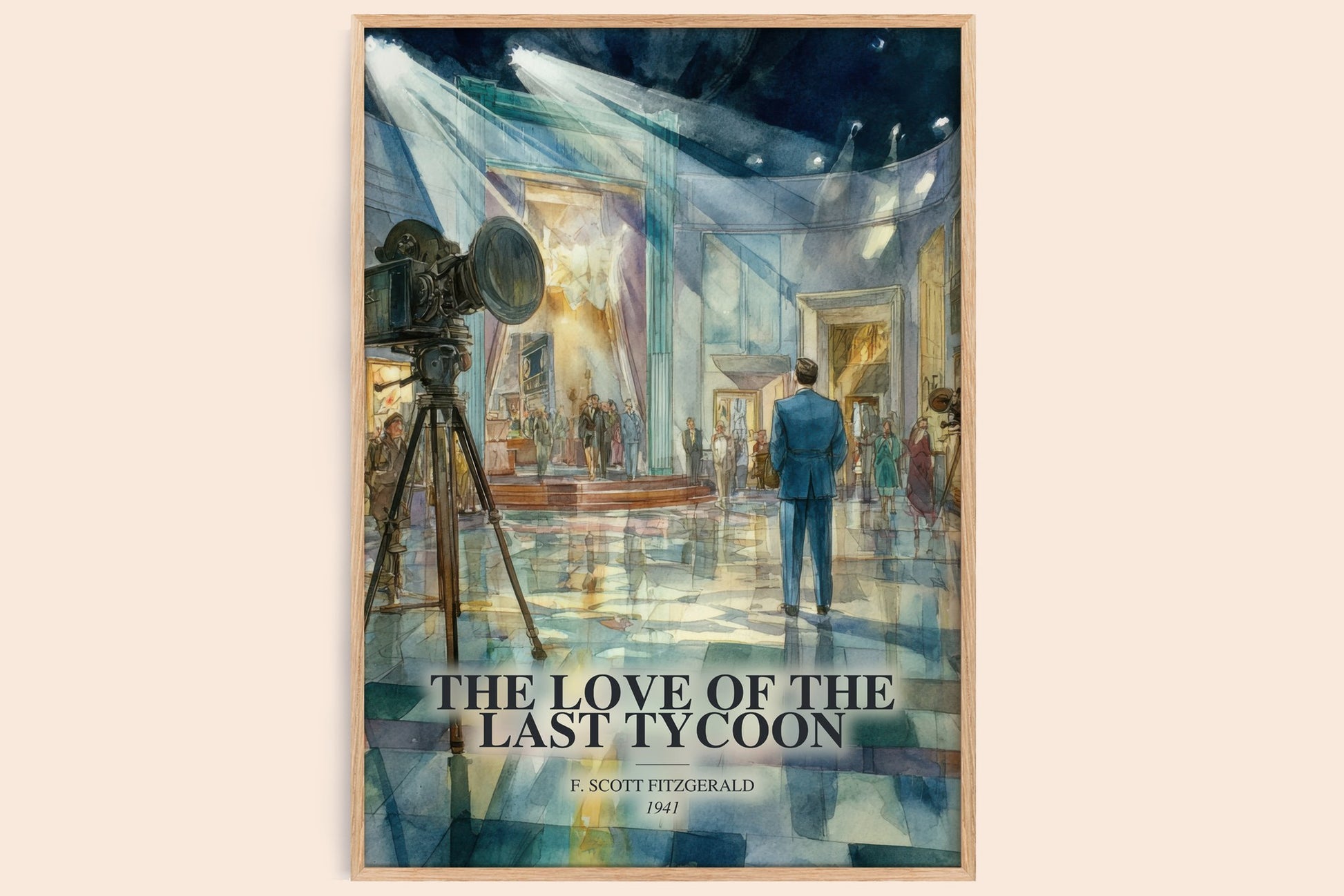 The Love Of The Last Tycoon watercolour book poster by F. Scott Fitzgerald – framed literary art print