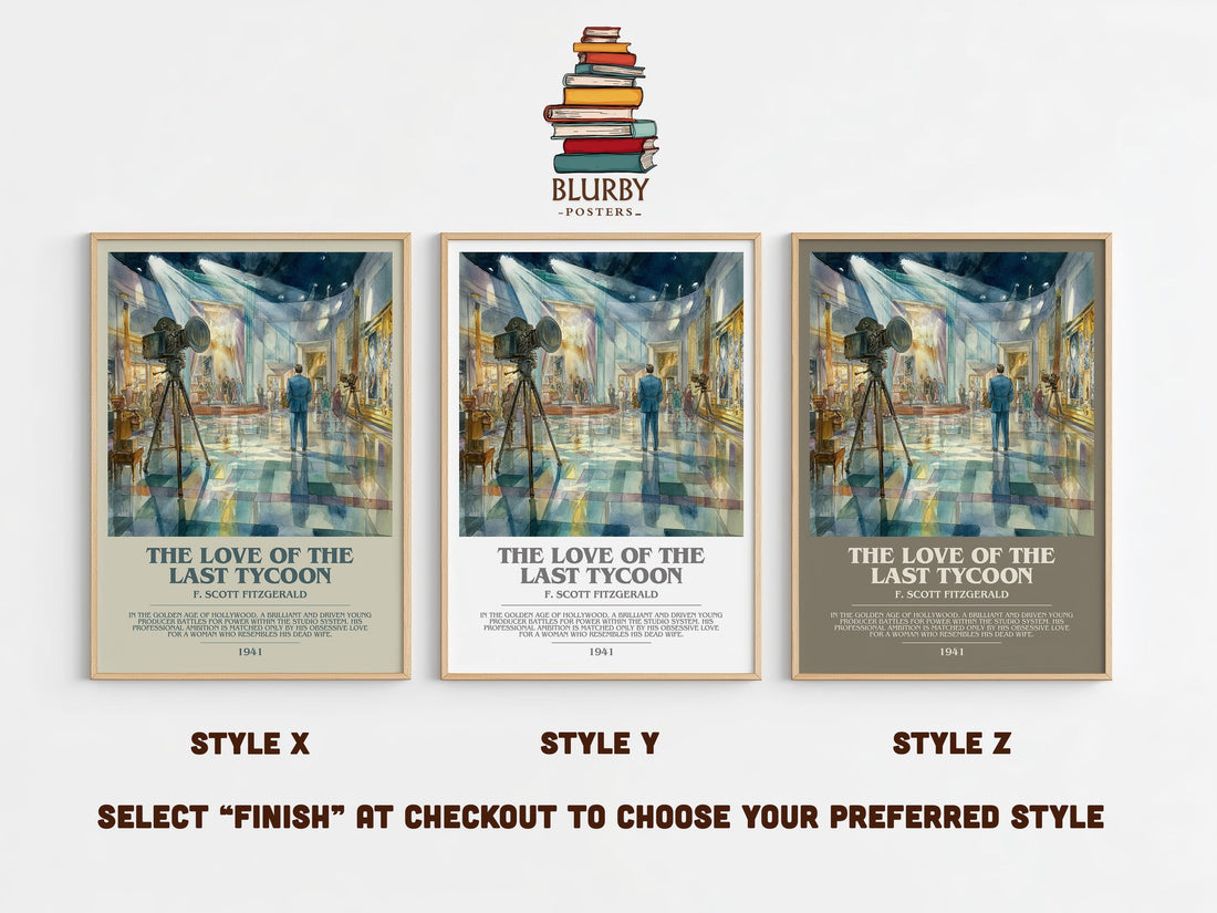 The Love Of The Last Tycoon bookish print in frame leaning in hallway – classic literature wall art (mockup)