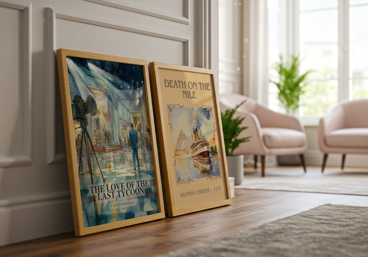 The Love Of The Last Tycoon watercolour print framed by window – literary home decor