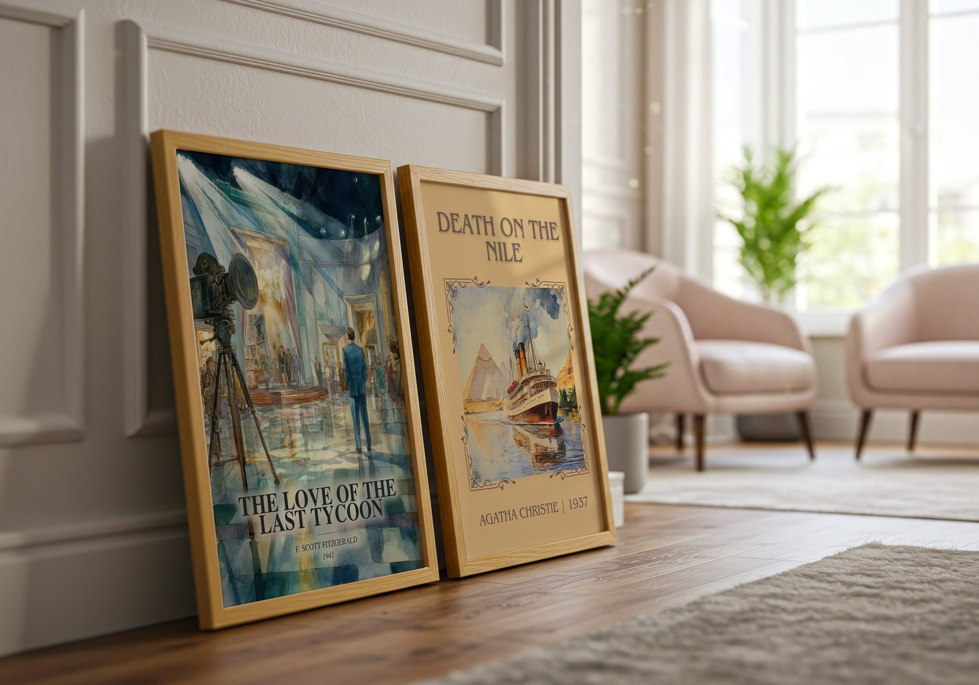 The Love Of The Last Tycoon watercolour print framed by window – literary home decor