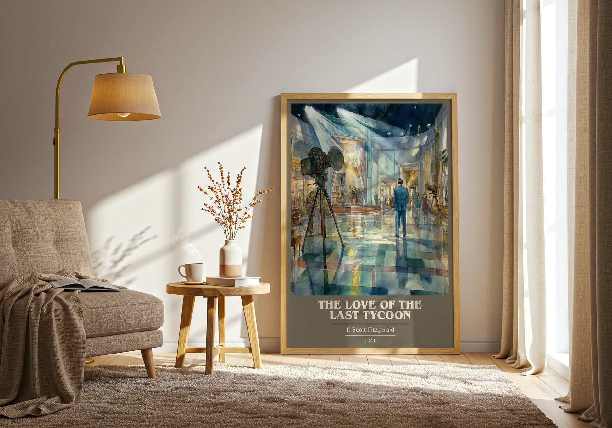 The Love Of The Last Tycoon book cover print framed by window – literary home decor
