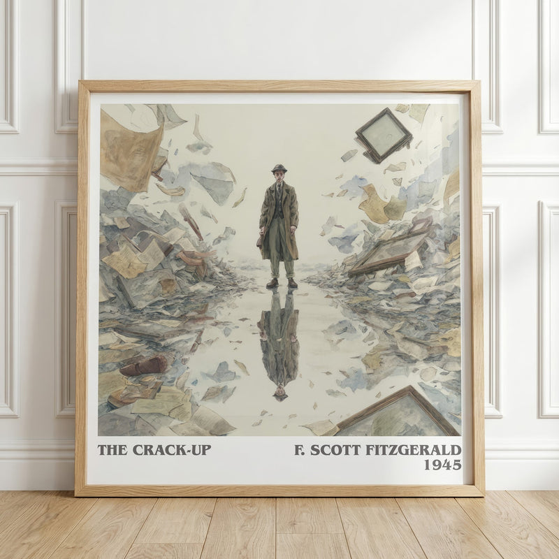 The Crack-Up literary print in frame leaning in hallway – non fiction wall art